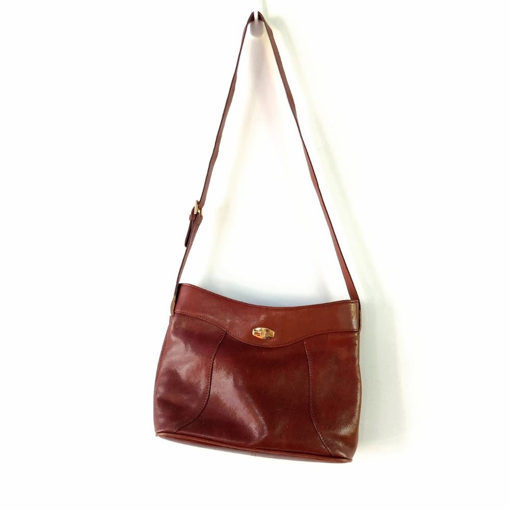 Etienne Aigner Genuine Leather Brown Crossbody Bag